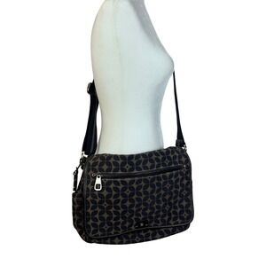 Fossil Messenger Marlow Flap Bag Brown Black‎ Geometric Print (tru690)
